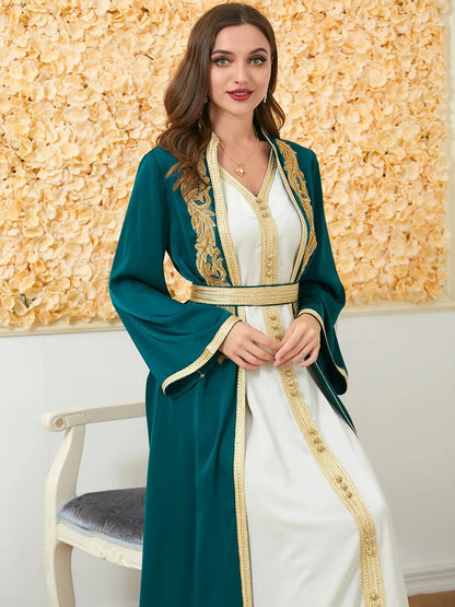 Two Piece Abaya With Long Dress Moroccan Caftan Djlabiya