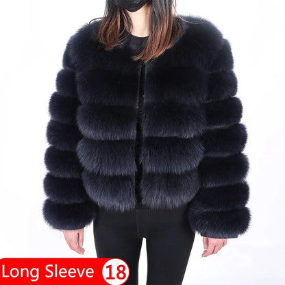 Real Fox Fur Coat Women Winter Warm Luxury Fur Jacket Plus