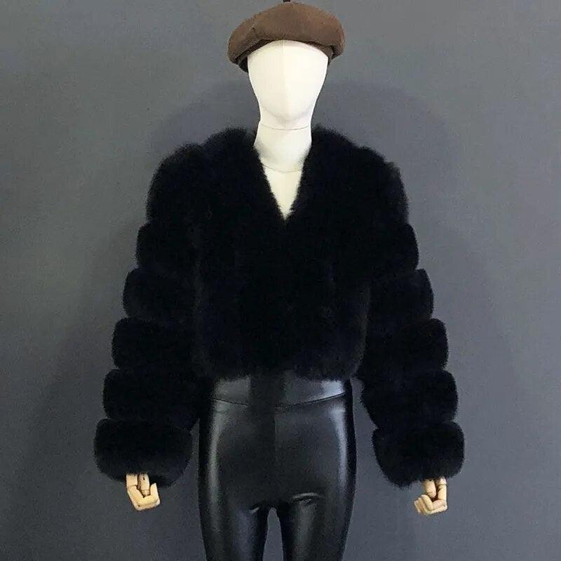 Fox Fur Jacket Short Style Clothing Full Length Sleeve Coat