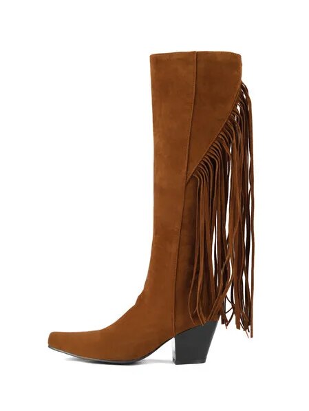 Cowgirl High Knee Zipper Boots