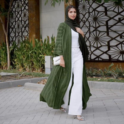 Light Abaya Solid Striped Retro Middle Eastern Saudi Style