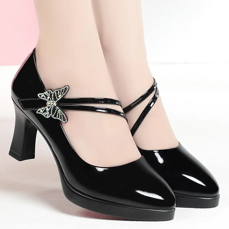 High-heeled Leather Catwalk Shoes