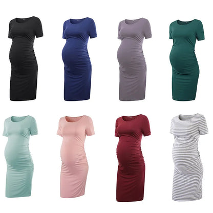 Maternity Dresses Bodycon Casual Short Sleeve