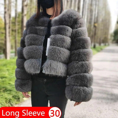 Real Fox Fur Coat Women Winter Warm Luxury Fur Jacket Plus