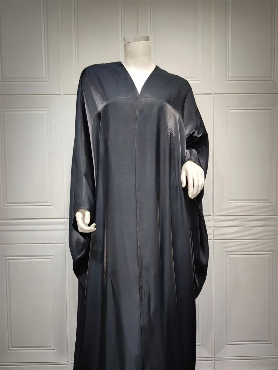 Stunning Modest Moroccan Style Casual Open Abaya Silk Satin