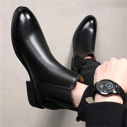 Men's Classic Retro PU Leather Chelsea Ankle Boots