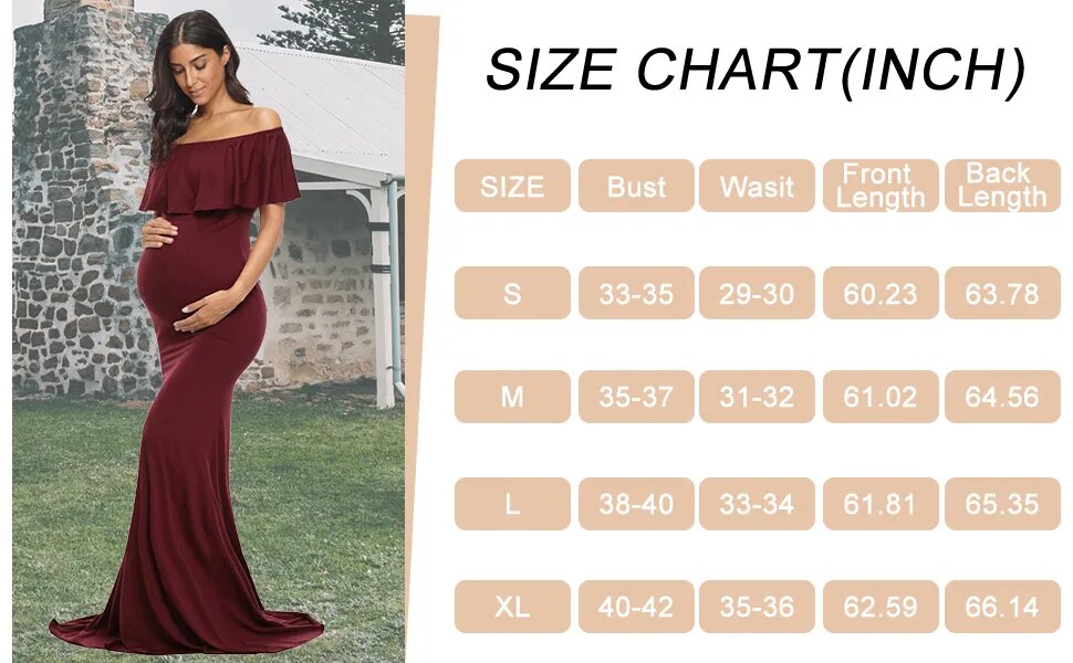 Maternity Elegant Slim Off Shoulder Long Dresses