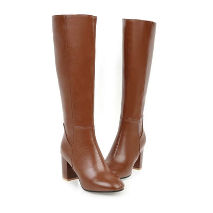 Cowgirl High Knee Zipper Boots