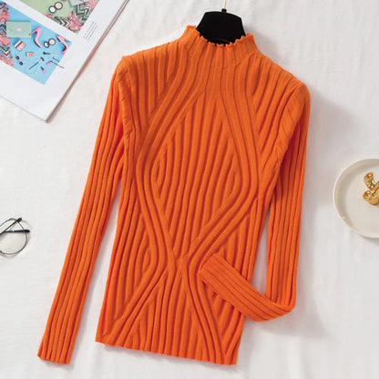 Knitted Pullover Short Turtleneck Slim Chic Long Sleeve Sweaters