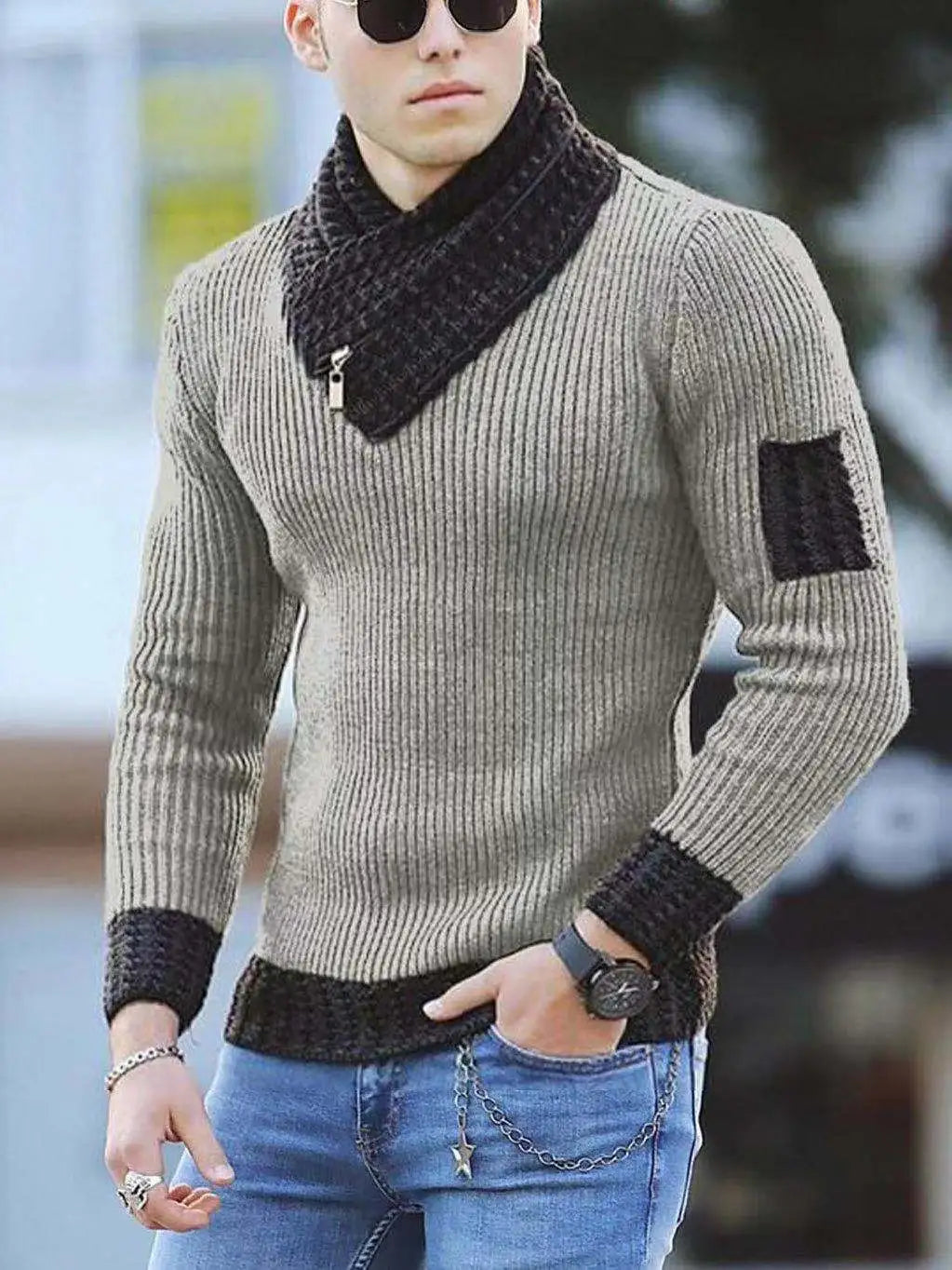 Men Casual Style Wool Turtleneck Warm Cotton Sweaters