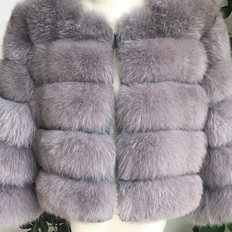 Fox Fur Jacket Short Style Clothing Full Length Sleeve Coat