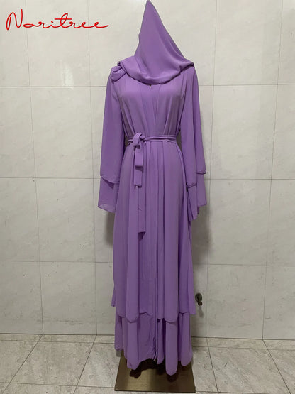 Chiffon Abaya Casual With Belt NO Scarf