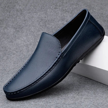 Soft Leather Loafers For Men Easy Slip On Flat Casual Shoes