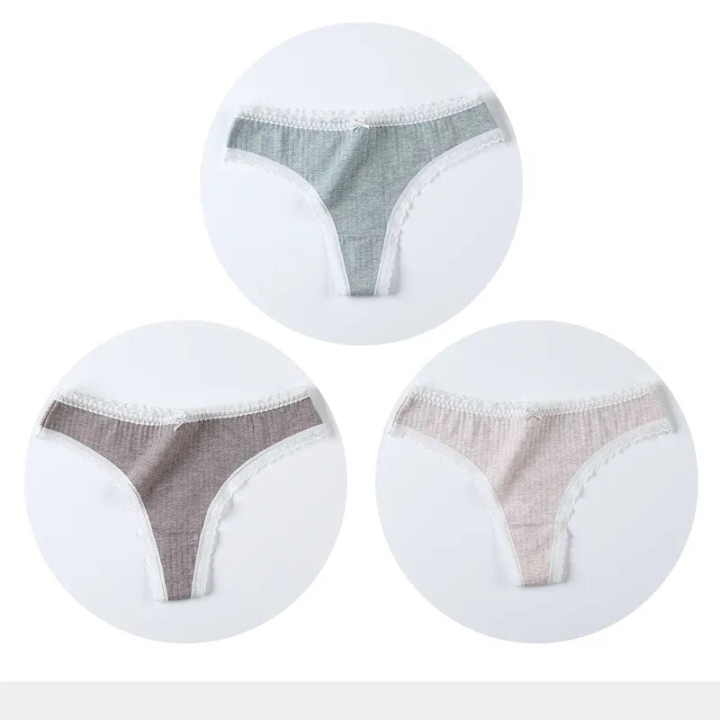 3 PACK Cotton Women G-String Underwear Thong Low Rise