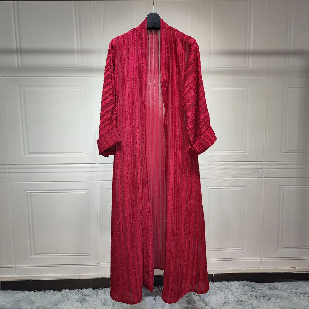 Light Abaya Solid Striped Retro Middle Eastern Saudi Style