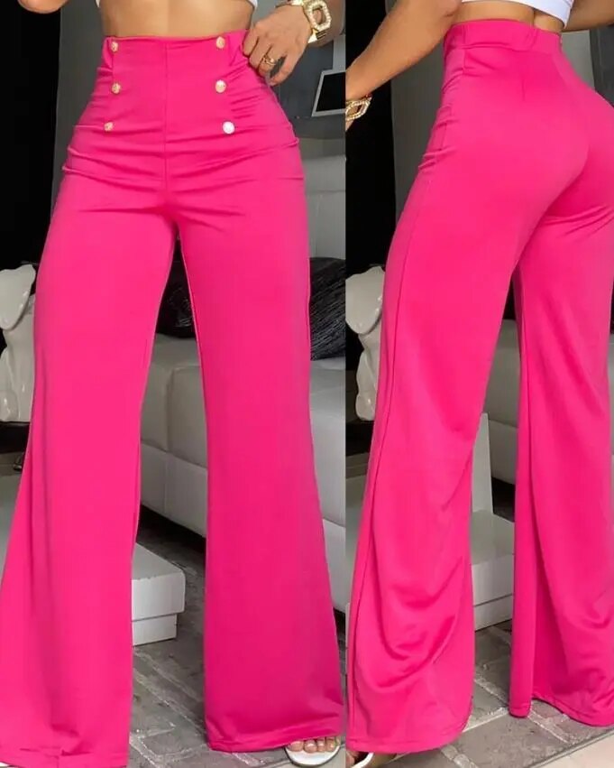 Elegant High Waist Wide Leg Bootcut Pants