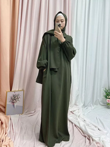 Simple Hooded Abaya Jilbab One Piece Modest Abayas