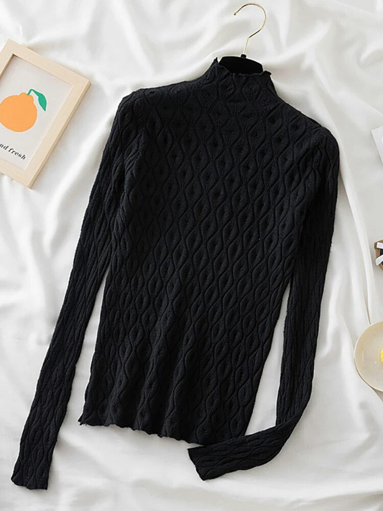 Short Turtleneck Warm Pullover Slim Knitted Sweater