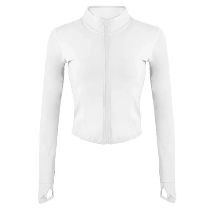 Tracksuit Jacket Slim Fit Long Sleeved Yoga Tops With Thumb Holes