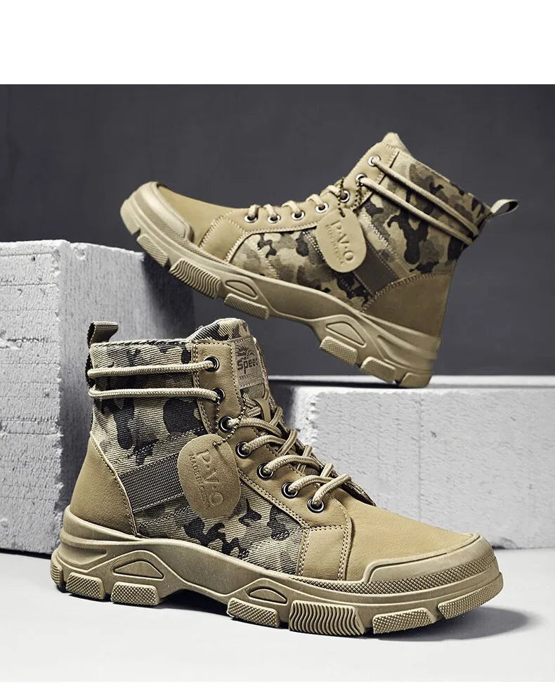 Retro Camo Casual Tough Ankle Boots Men & Women Styles Available