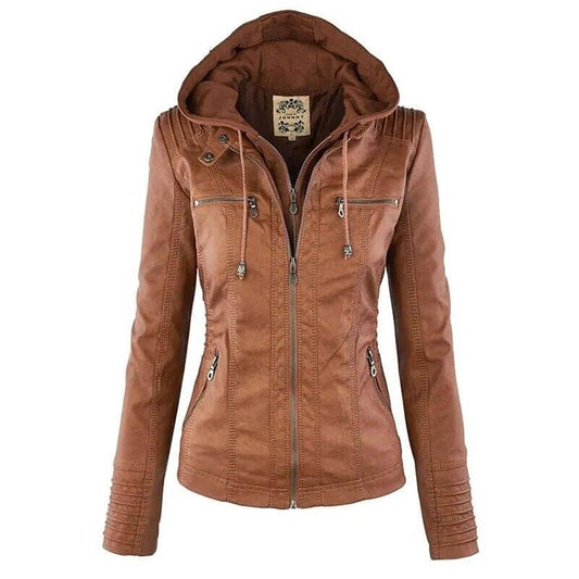 Faux Leather Jacket Women 2022 Hoodies Winter Autumn Motorcycle Jacket Black