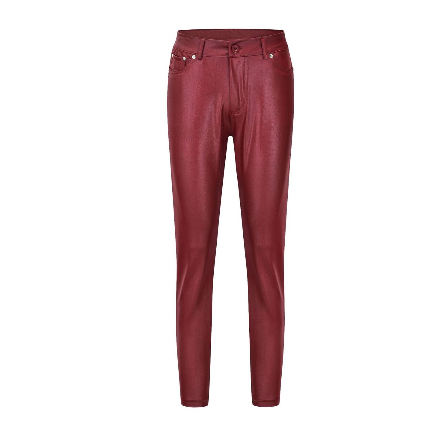 PU Leather High Waist Skinny Push Up Elastic Trousers Spandex Jeggings