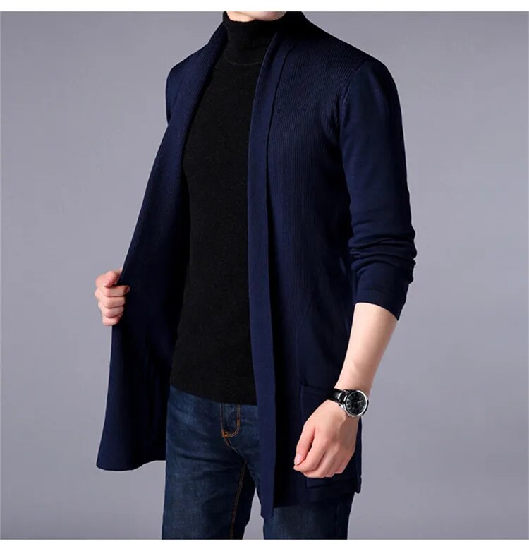 Men's Casual Hooded Knited Large Size Cardigan Long Sleeve