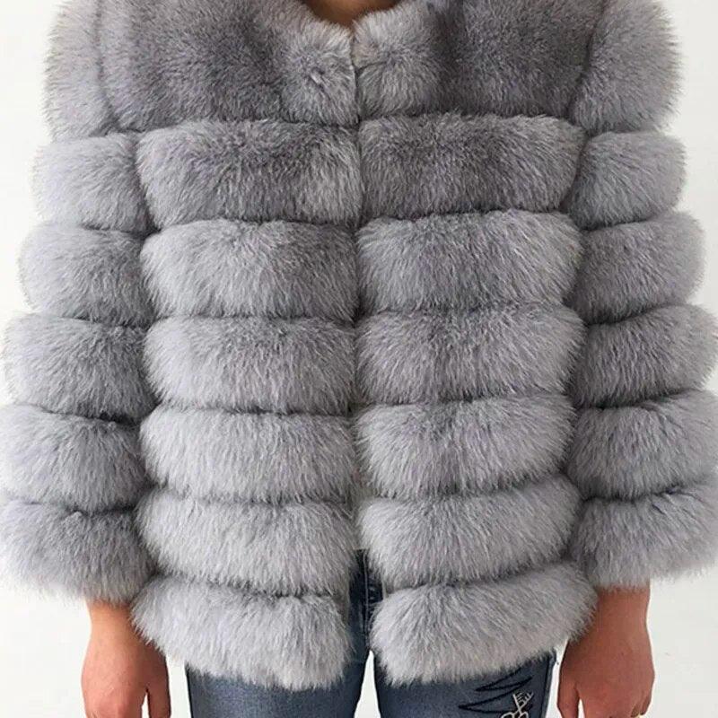 Fox Fur Jacket Short Style Clothing Full Length Sleeve Coat