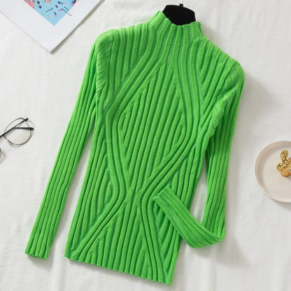 Knitted Pullover Short Turtleneck Slim Chic Long Sleeve Sweaters