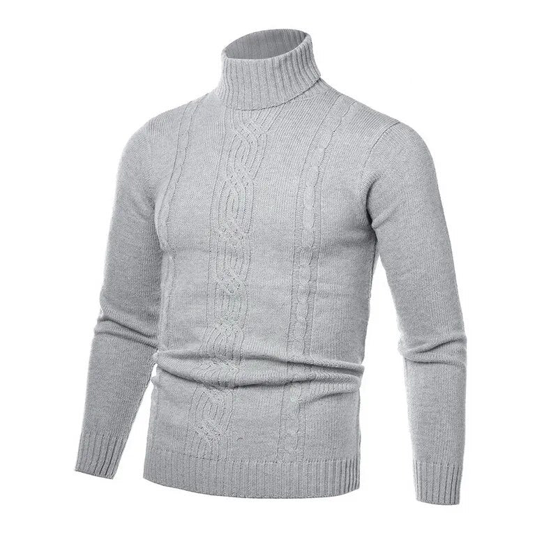 Men's Warm Sweater Long Sleeve Turtleneck Knitted Pullover