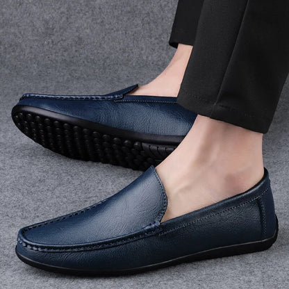 Soft Leather Loafers For Men Easy Slip On Flat Casual Shoes