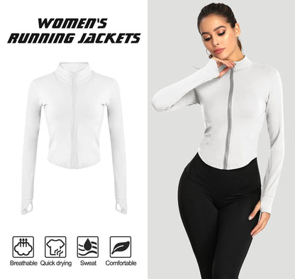 Tracksuit Jacket Slim Fit Long Sleeved Yoga Tops With Thumb Holes