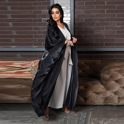 Stunning Modest Moroccan Style Casual Open Abaya Silk Satin