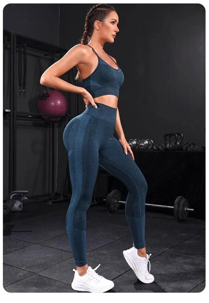 2 Pieces Seamless Yoga Set Sportswear Gym High Waist Leggings