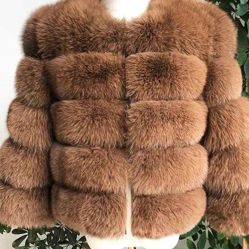 Fox Fur Jacket Short Style Clothing Full Length Sleeve Coat