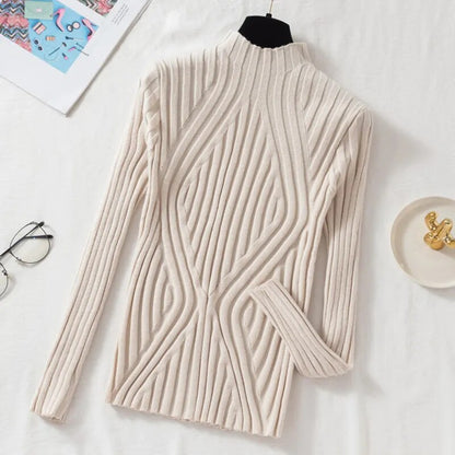 Knitted Pullover Short Turtleneck Slim Chic Long Sleeve Sweaters