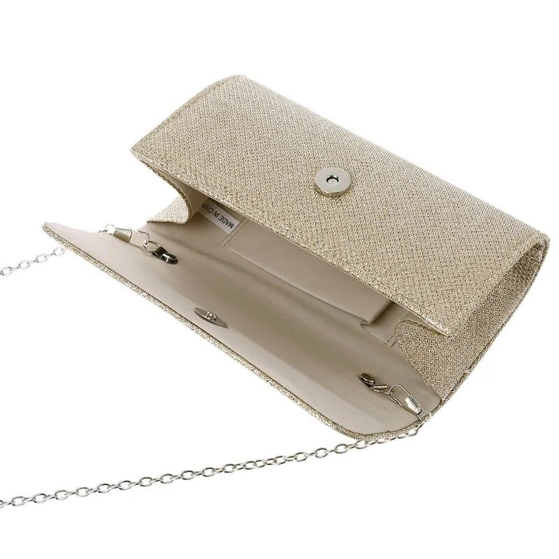 Luxury Chain Crossbody Envelope Shiny Clutch