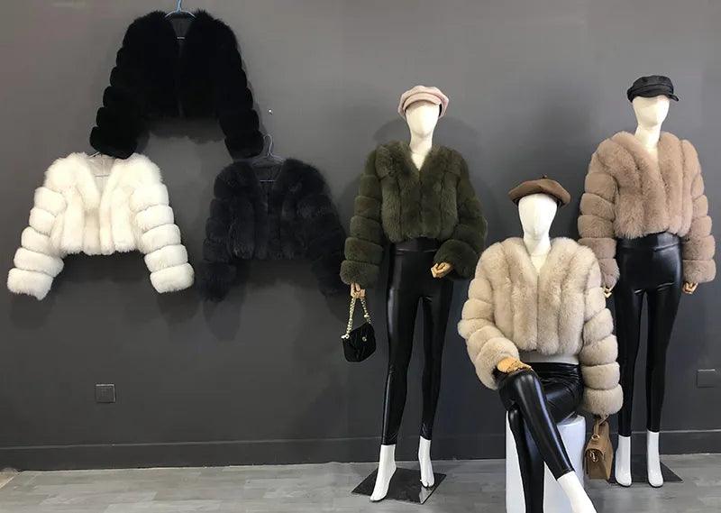 Fox Fur Jacket Short Style Clothing Full Length Sleeve Coat