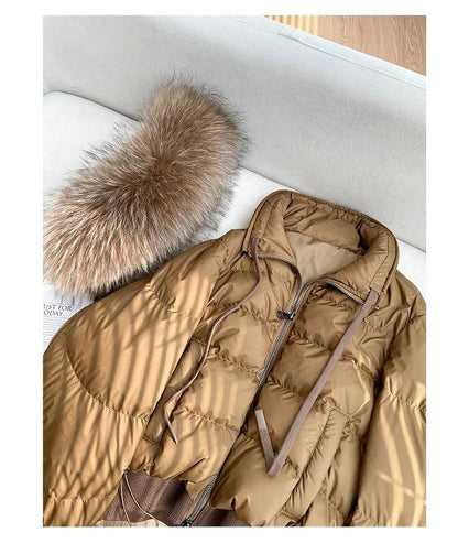 Real Raccoon Fur Collar Short Female Parkas Thick Warm Down Coat