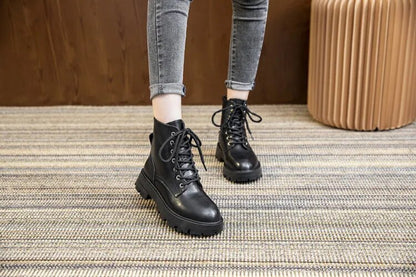 Women's Leather Lace-up Ankle Boots