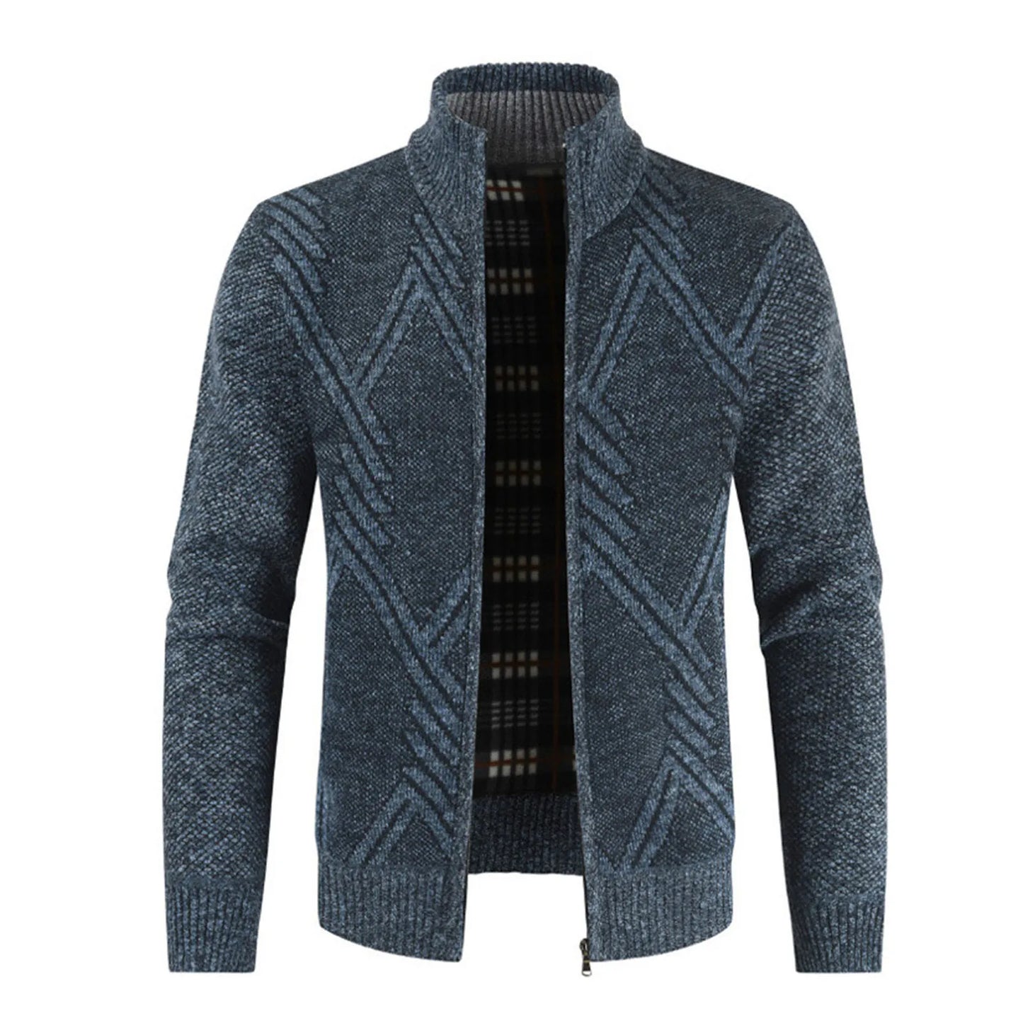 Men Cardigan Knit Patchwork Breathable Thick Long Sleeves