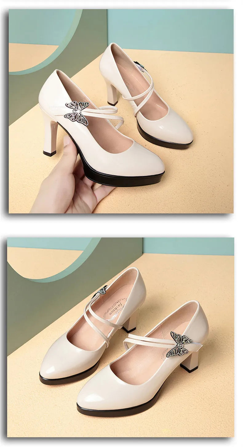 High-heeled Leather Catwalk Shoes