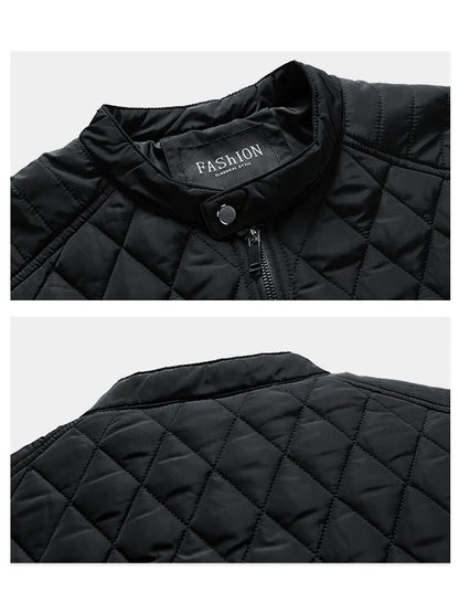 Winter Men's Light Thin Cotton Diamond Pattern Casual Jacket