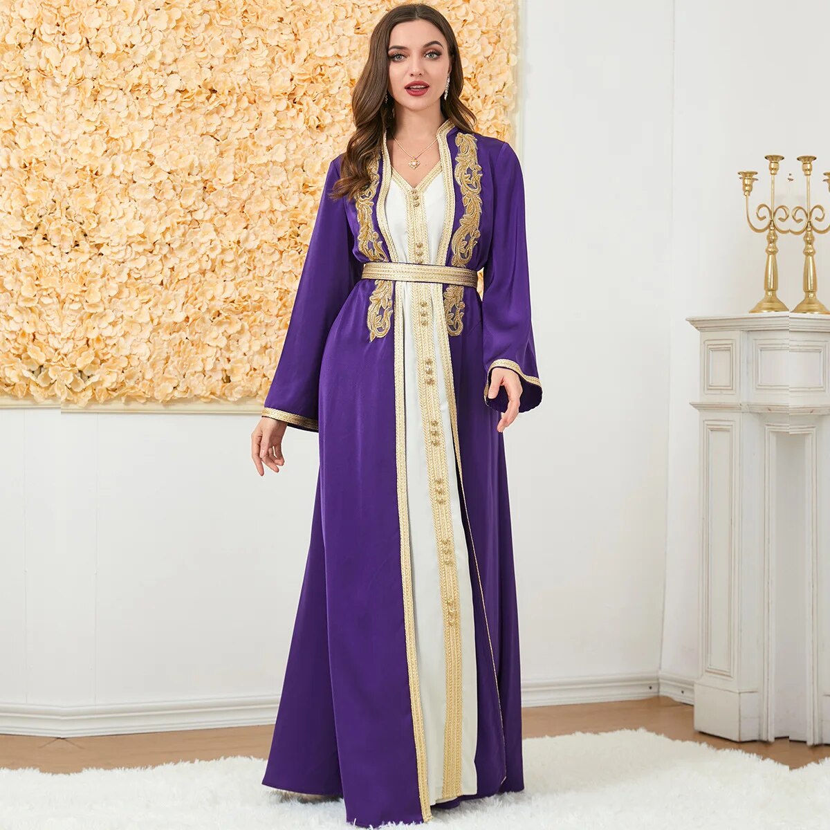 Two Piece Abaya With Long Dress Moroccan Caftan Djlabiya