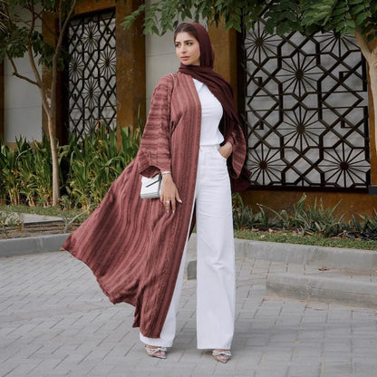 Light Abaya Solid Striped Retro Middle Eastern Saudi Style