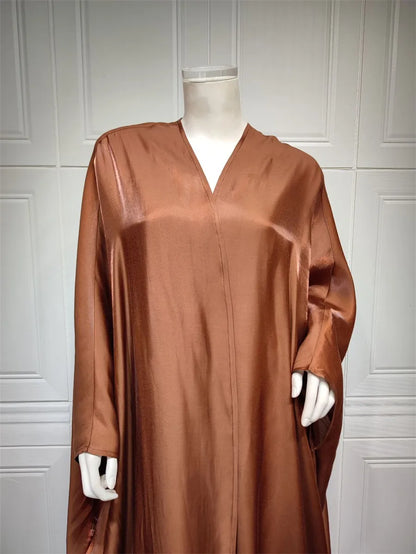 Stunning Modest Moroccan Style Casual Open Abaya Silk Satin