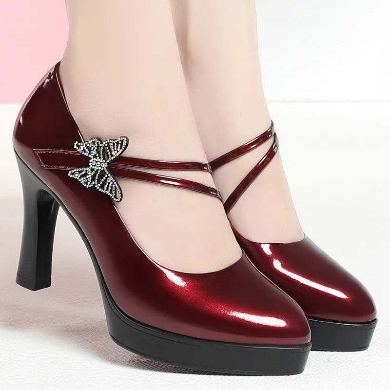 High-heeled Leather Catwalk Shoes