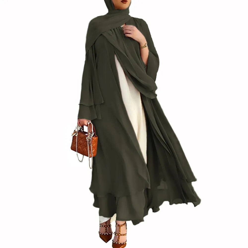 Chiffon Abaya Casual With Belt NO Scarf