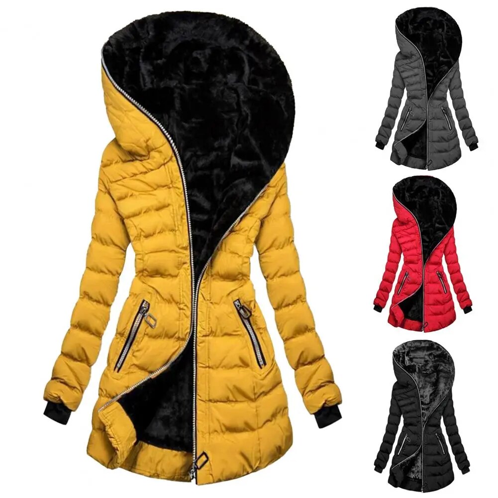 Hooded Quilted Long Winter Coat