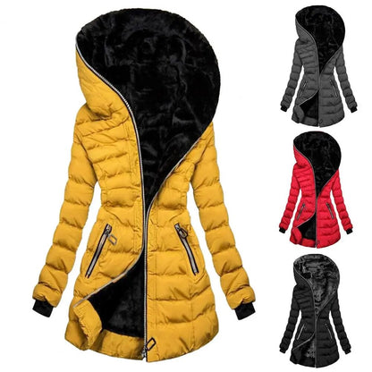 Hooded Quilted Long Winter Coat